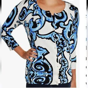 Cyrus Blue and Black 3/4 Sleeve Sweater